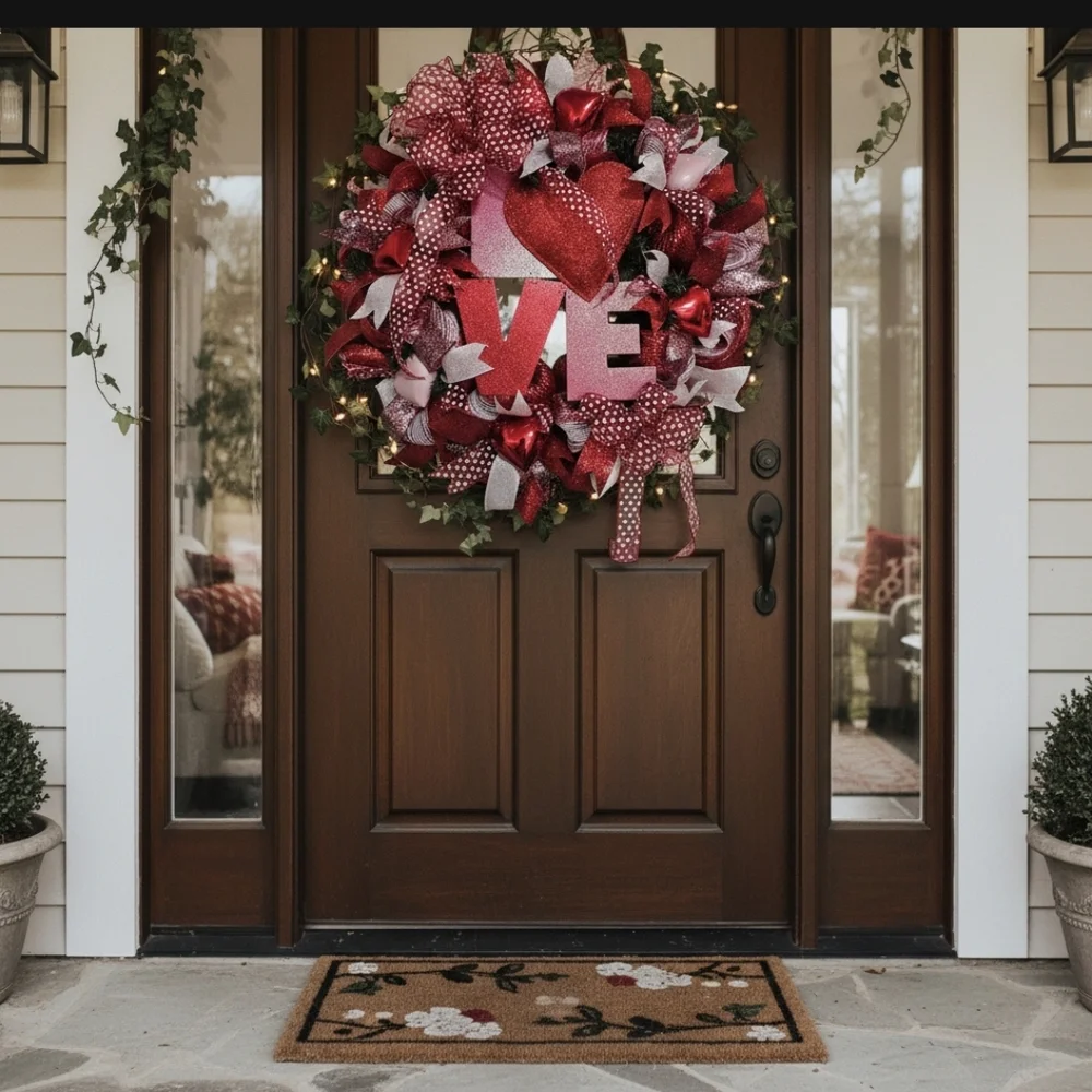 Valentine's Day Red and Pink Heart Wreath